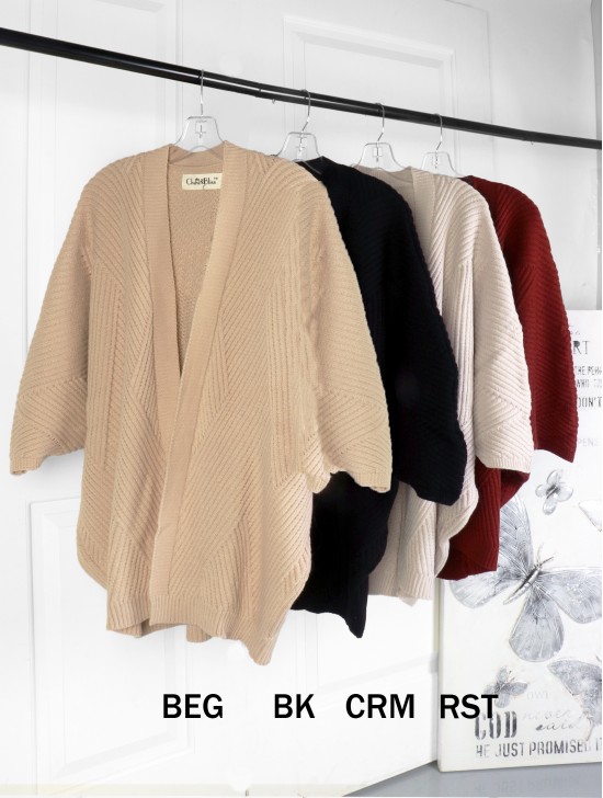 Ribbed Open-Front Knit Cardigan 